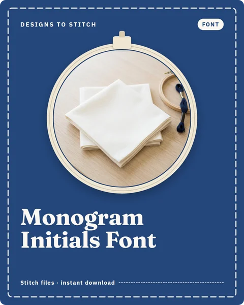 Monogram Initials Font cover: plain linen napkins in an embroidery hoop window